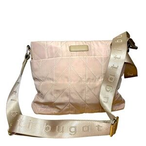 Bugatti Quilted Crossbody Bag Beige Nylon Zippered Compartmentalize Shoulder Bag